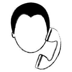 call center agent with telephone