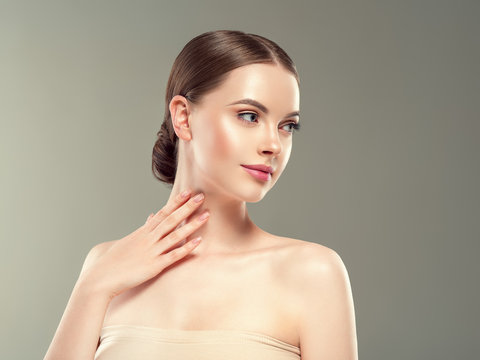 Healthy skin woman face close up beautiful female young model
