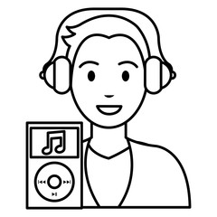 young man with music player character