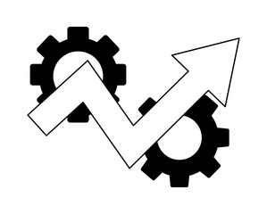 gear machine with arrow up isolated icon