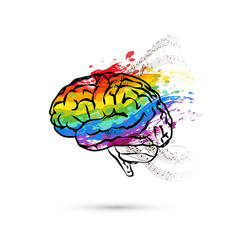 Fototapeta premium Creative hemisphere of human brain, concept illustration on white