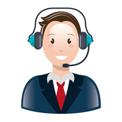 call center agent with headset