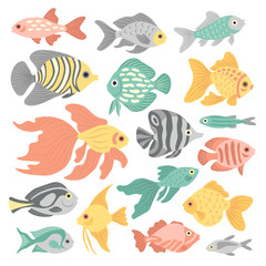 Naklejka premium Set of motley fish.