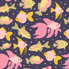 Fototapeta na wymiar Seamless pattern with fish.
