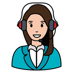 call center woman with headset character