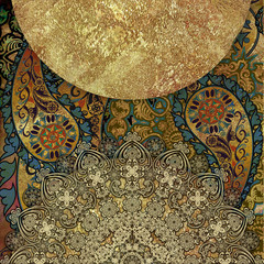 abstract motley patterned and golden backgraund