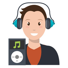 young man with music player character