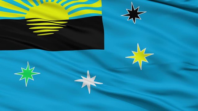 Makiivka closeup flag, city of Ukraine, realistic animation seamless loop - 10 seconds long