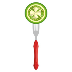 fresh tomato in fork