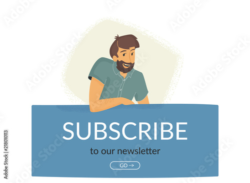 Subscribe To Our Newsletter Flat Vector Illustration Of Smiling