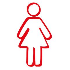 Handgezeichnete Frau in rot