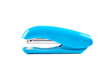 Blue stapler isolated on white background