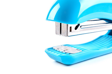 Blue stapler isolated on white background