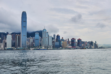 Naklejka premium Hong Kong skyline in the morning over Victoria Harbour.