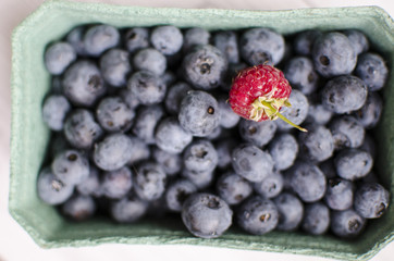 Box of sweet blueberries
