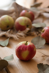 Sunshine still life apple on the kitchen table
