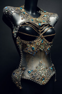 Creative silver glitter corset