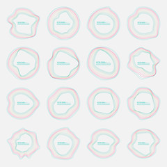 Vector set of deformed colorful round banners. The text box with a distorted contour.