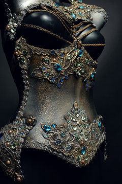 Creative silver glitter corset