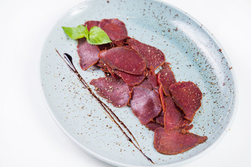 veal basturma isolated