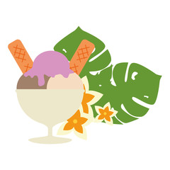 exotic and tropical flower and ice cream