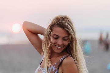 Naklejka premium Portrait of a Pretty Woman on Beach