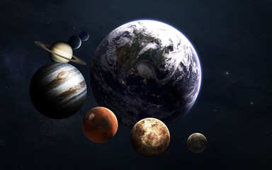 Solar system planets, awesome science fiction wallpaper. Elements of this image furnished by NASA