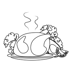 dish with delicious chicken and vegetables