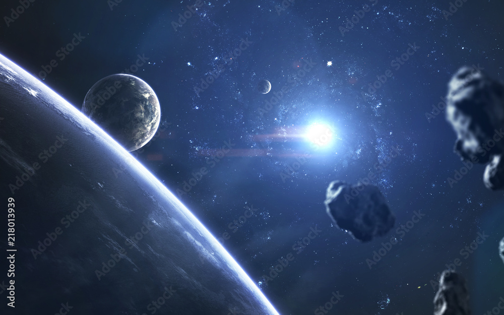 Wall mural planets in deep space, supernova science fiction wallpaper, birth of star. elements of this image fu