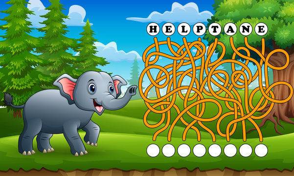 Game elephant maze find way to the word