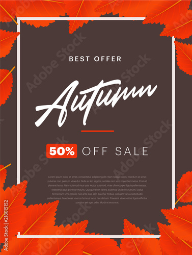 Autumn Background Layout Decorate With Leaves For Shopping Sale Or
