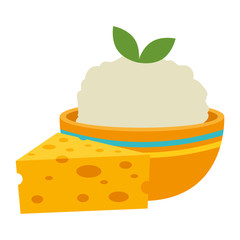 kitchen bowl with mashed potatoes and cheese vector illustration design