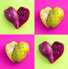 Prickly Pear cut in half and arranged into heart shape.