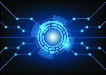 Abstract blue technology background with circle tech and arrows , Vector illustration