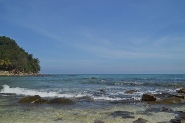 Fototapeta na wymiar a beach with blue sky