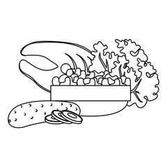 steak fish and vegetables vector illustration design