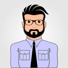 Man Cartoon portrait with glasses. Vector illustration.