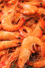 Prawns, fresh king prawns, delicious healthy seafood