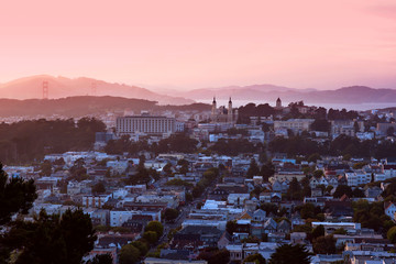 View from Corona Heights Park on east of San Francisco in the dusk