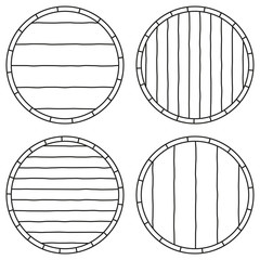 Line art black and white copy space on barrel set