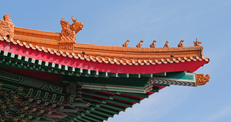 Fototapeta na wymiar Chinese temple roof tile