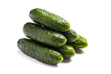 Heap of Cucumbers isolated on white background