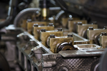 The disassembled car engine