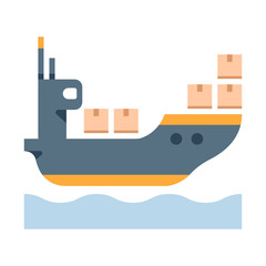 Cargo ship flat illustration