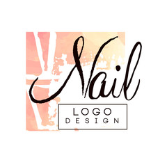 Nail logo design, design element for nail bar, manicure studio, manicurist technician vector Illustration on a white background