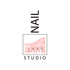Nail studio logo, creative template for nail bar, manicure saloon, manicurist technician vector Illustration on a white background