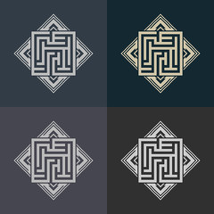 Abstract decorative element in the form of a maze. Labyrinth vector icon.