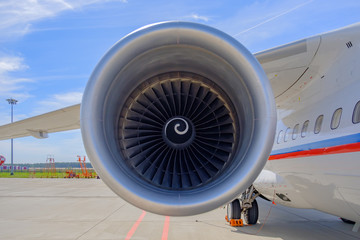 Airplane turbine, jet engine of passenger aircraft.