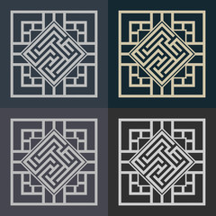 Abstract decorative element in the form of a maze. Labyrinth vector icon.