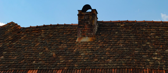 Old roofing and old chimney